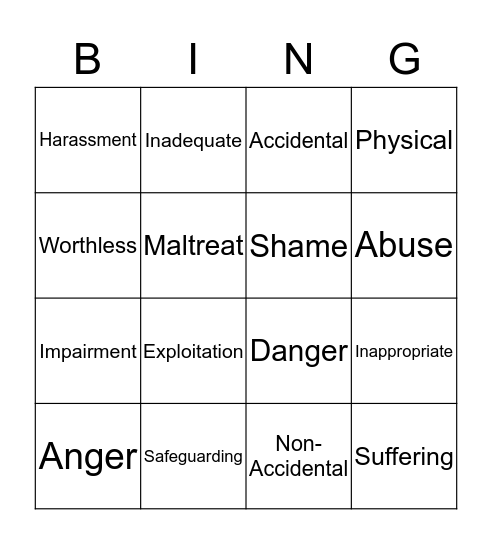 Training Bingo Card