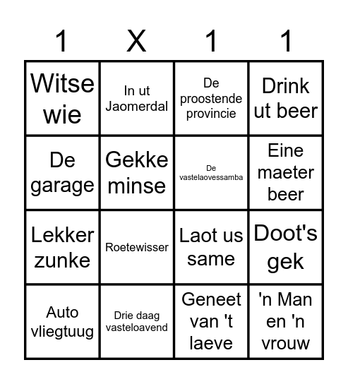 De Vasteloavendbingo Card