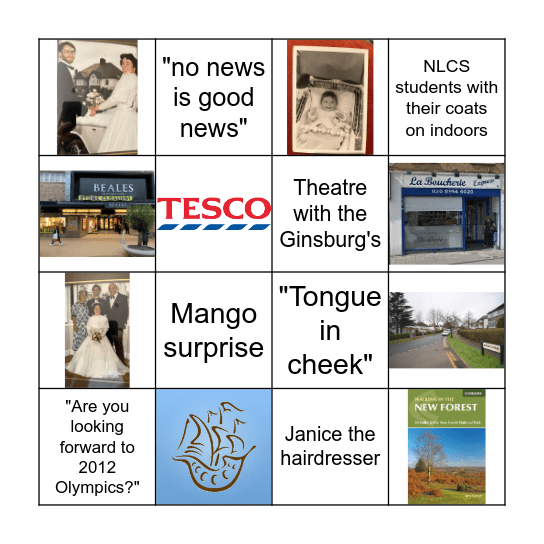 Mum's 60th Bingo Card