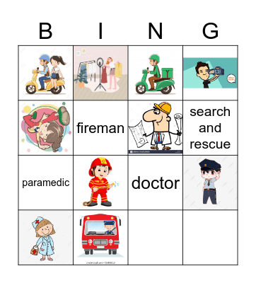 Emergency Workers Bingo Card