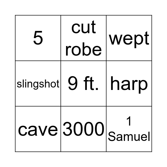 David Spared Saul Bingo Card