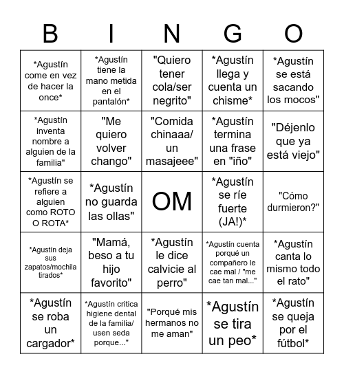 BINGAGUS Bingo Card