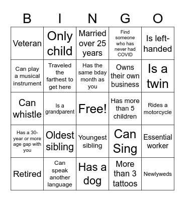 Reed Family Reunion Bingo Card