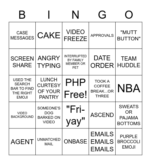 PHP Fun Friday Bingo Card