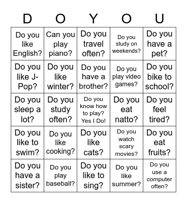 Do You BINGO Card