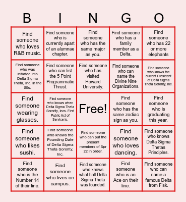 Delta Bingo Card