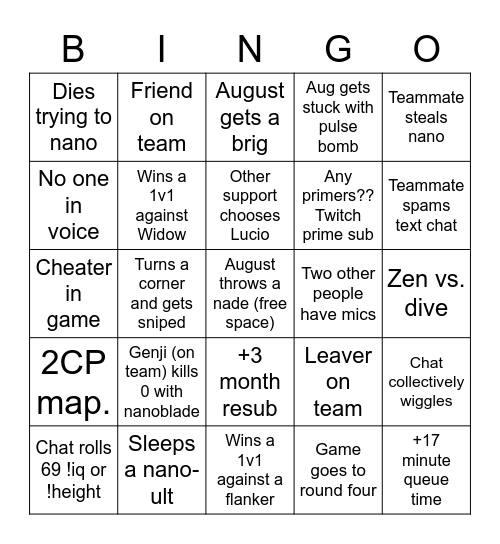 strim bingo Card