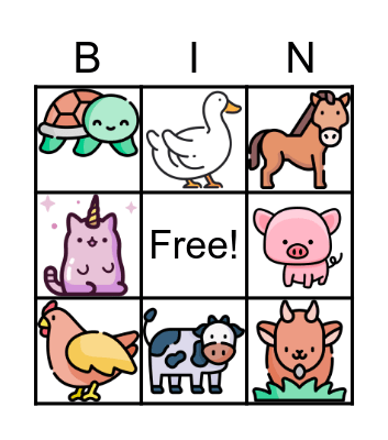 ANIMAL FUN Bingo Card