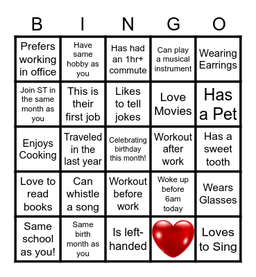 Get to Know You Bingo Card