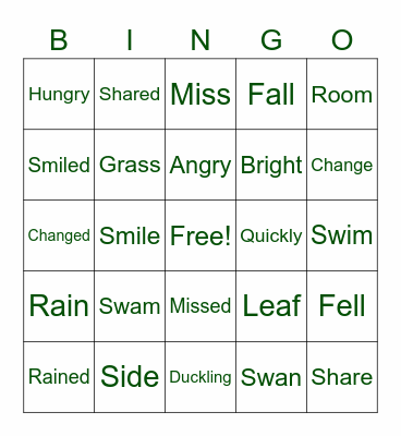 The Ugly Duckling Bingo Card