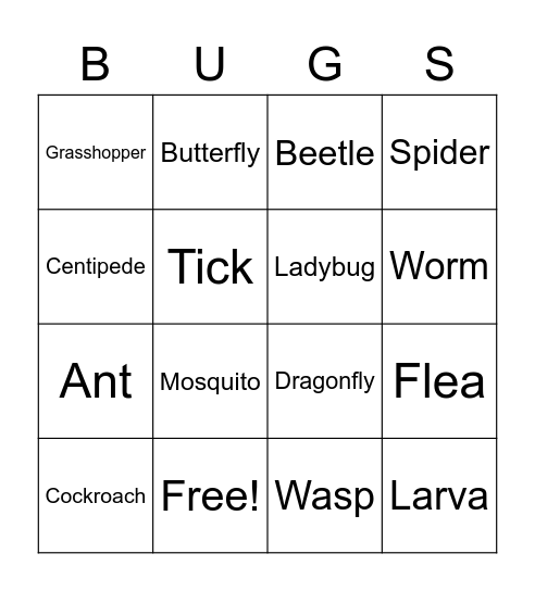 Buggy Bingo Card