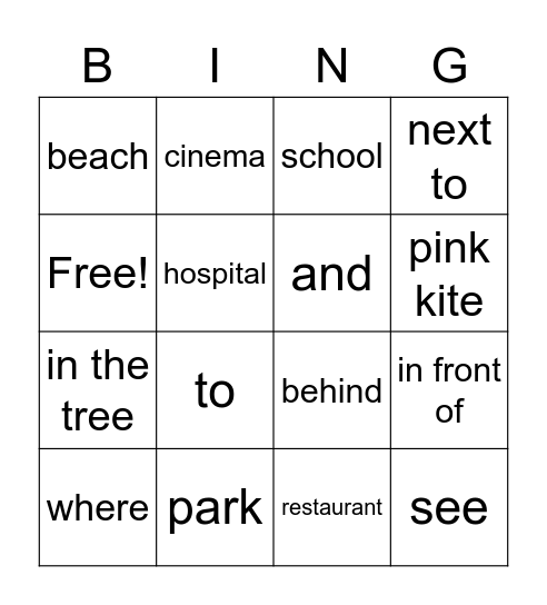 SSL4 U7 Around My Town Bingo Card