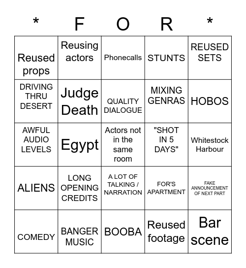 FOR bingo Card