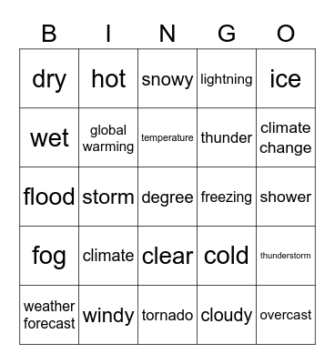 Weather Bingo Card