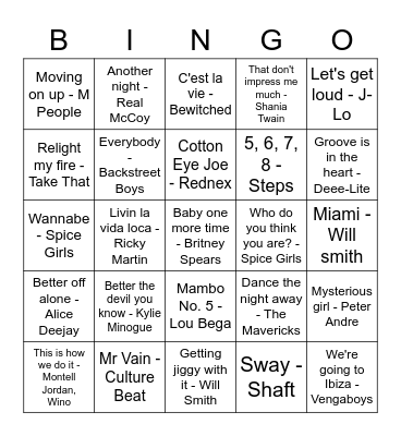 90s Bingo Card