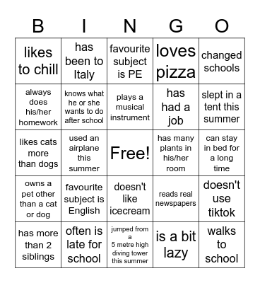 Back to School Schiller Edition Bingo Card