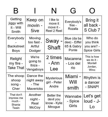 90s Bingo Card