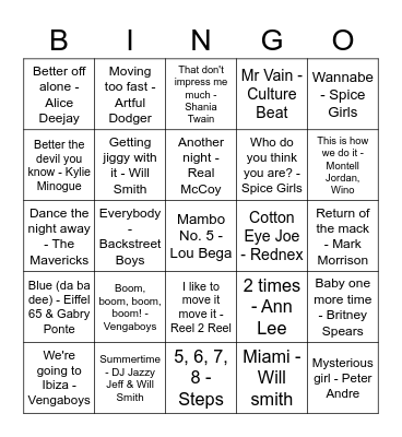 90s Bingo Card