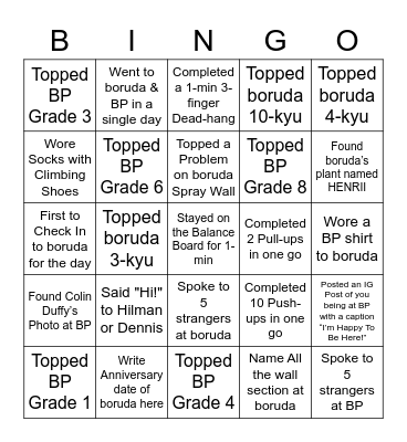 boruda x Boulder Planet: August 2022 Bingo Card