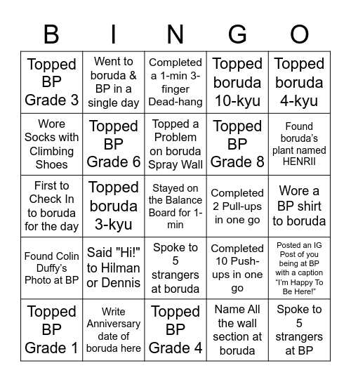 boruda x Boulder Planet: August 2022 Bingo Card