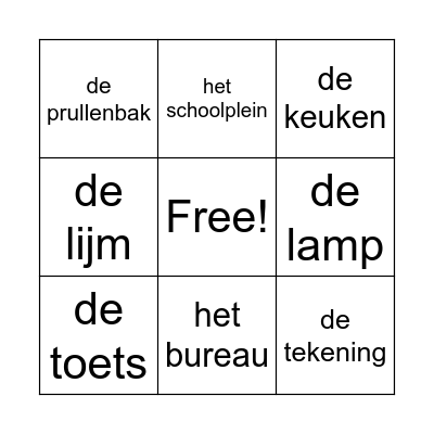 Welkom op school Bingo Card