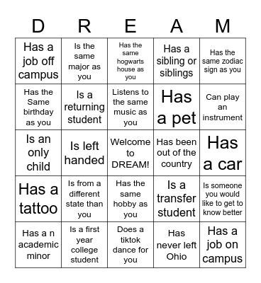 Get to Know You Bingo Card