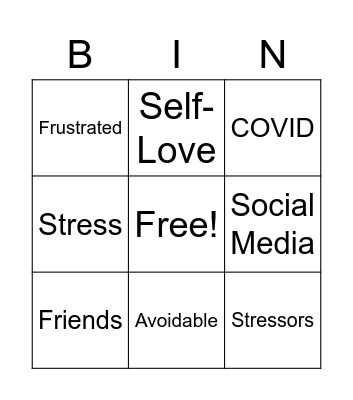 Stress Busters Bingo Card