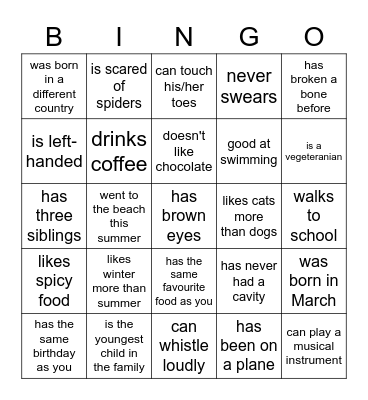 Find Someone Who ... Bingo Card