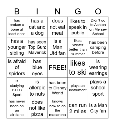 Youth Group Bingo! Bingo Card