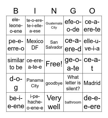 Gallardo Alfabeto y paises Bingo Card