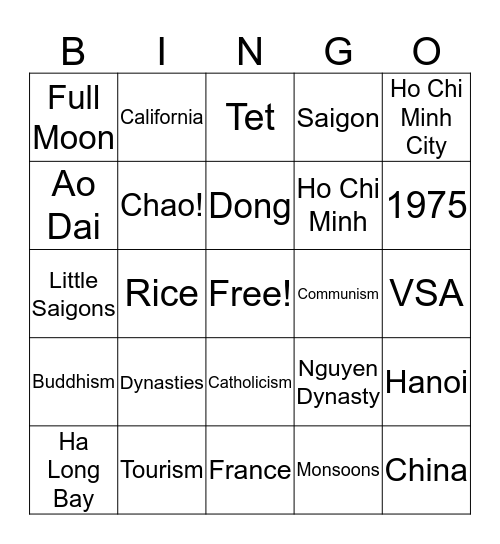 VSA Bingo! Bingo Card