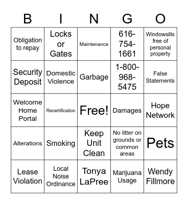 Untitled Bingo Card