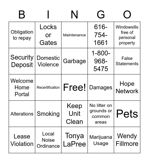 Untitled Bingo Card