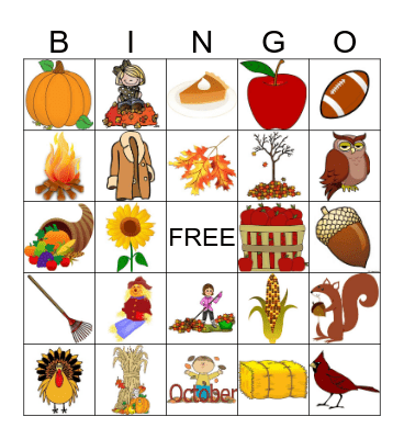 Fall Bingo Card