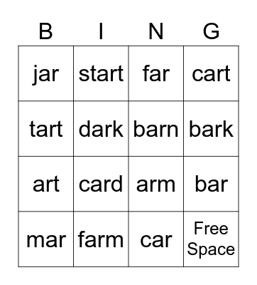 AR Bingo Card