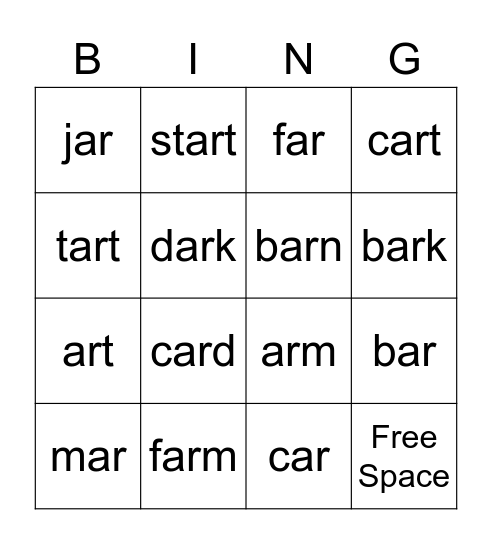 AR Bingo Card