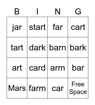 AR Bingo Card