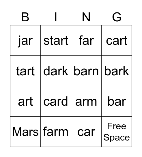 AR Bingo Card