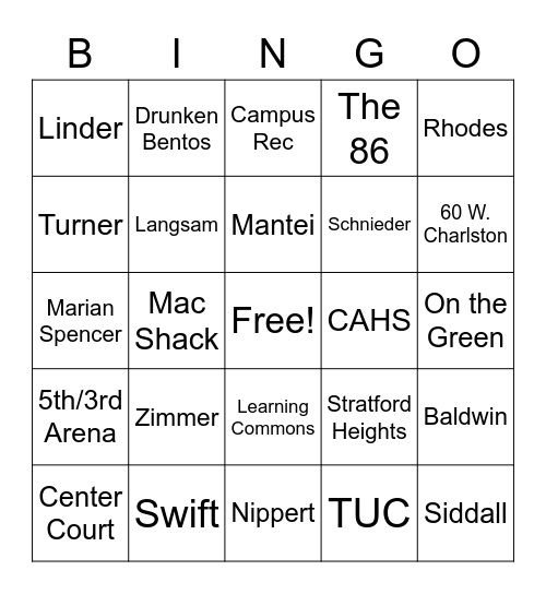 UC BINGO Card