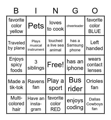 Ice-Breaker BINGO Card