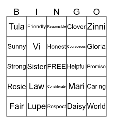 Daisy Fun! Bingo Card