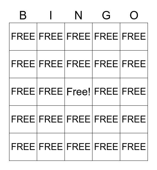 Free spaces 2 Bingo Card