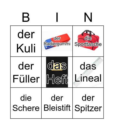 7S - Schreibutensilien Bingo Card