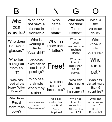 ICE BREAKER Bingo Card