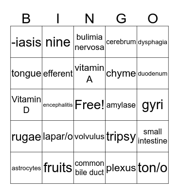 MA 122 Week Four Bingo Card