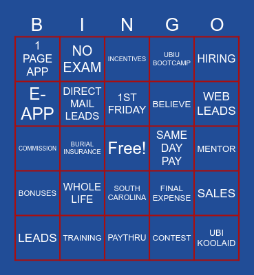 UBI Bingo Card