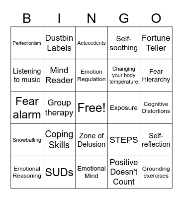CBT Bingo Card