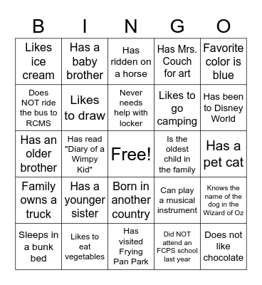 Panther Time Bingo Card