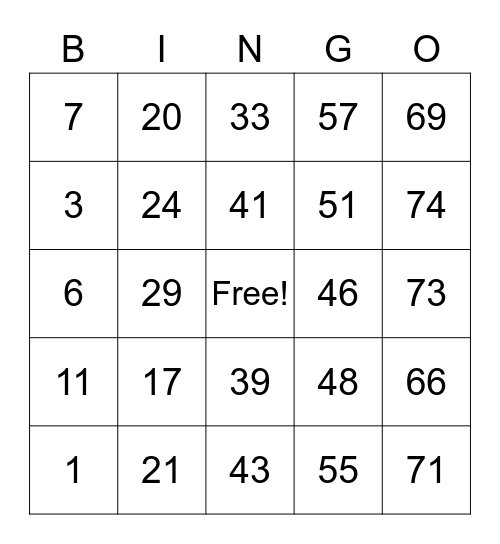 Magic Card Bingo Card