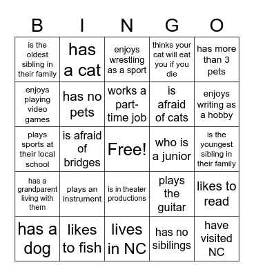 Our class has someone who... Bingo Card
